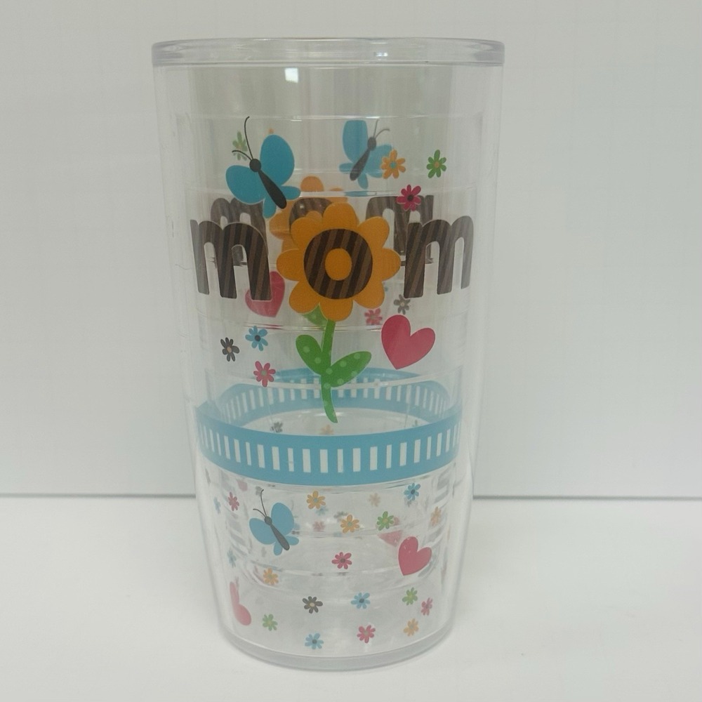 Tervis 16oz Insulated Tumbler Mom Floral Heart Clear Cup Mother's Day No Lid